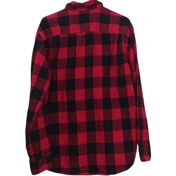 George Red & Black Buffalo Check Flannel Shirt L 42-44 Long Sleeve Button-Down 1 - Picture 6 of 8